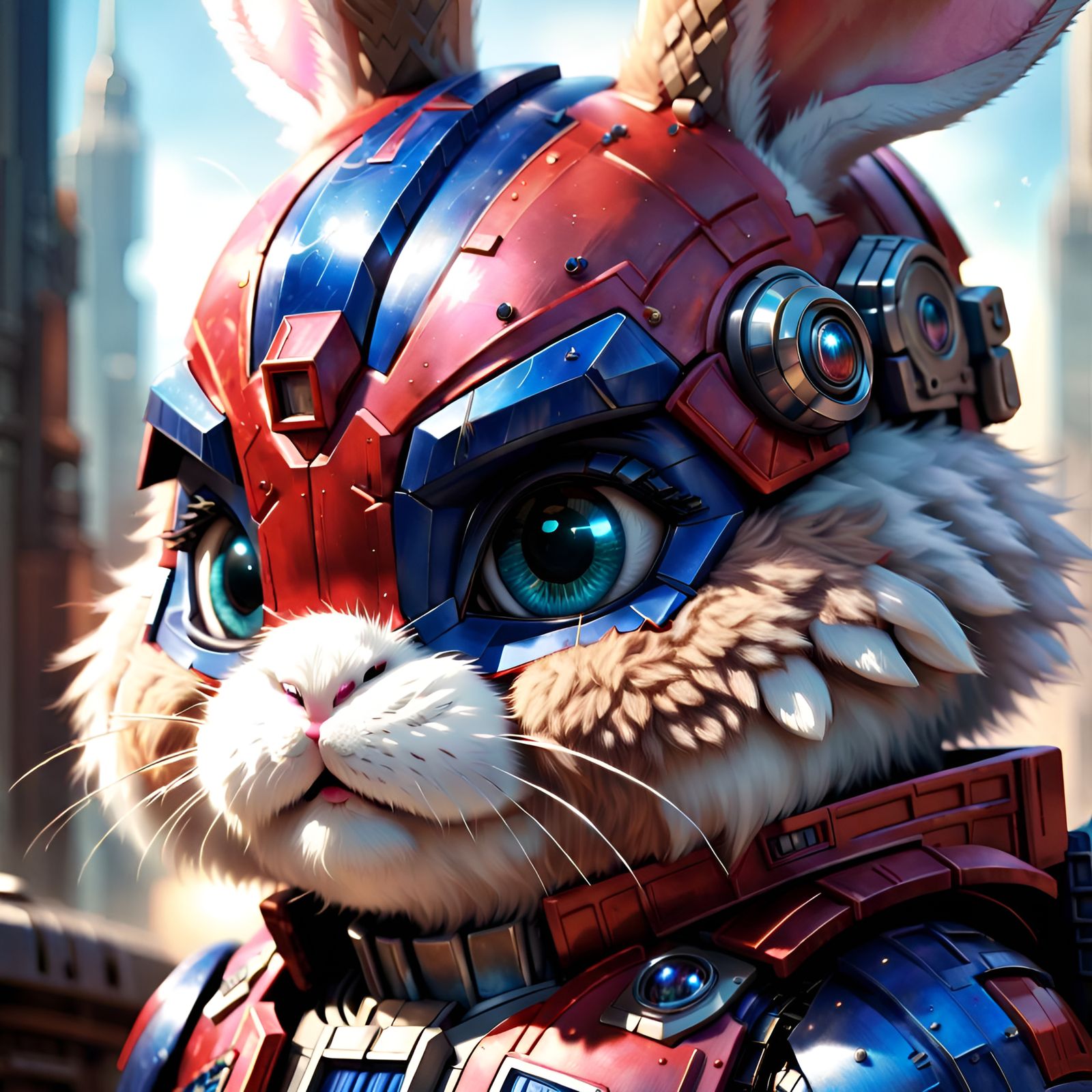 Chibi Bunny Optimus Prime Portrait in 3D Style