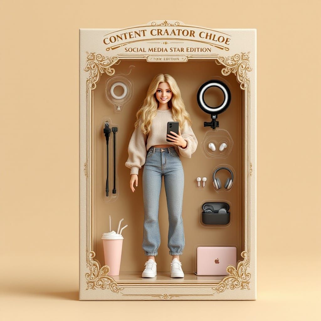 Hyper-Realistic Collectible Figure of a Stylish Blonde Conte...