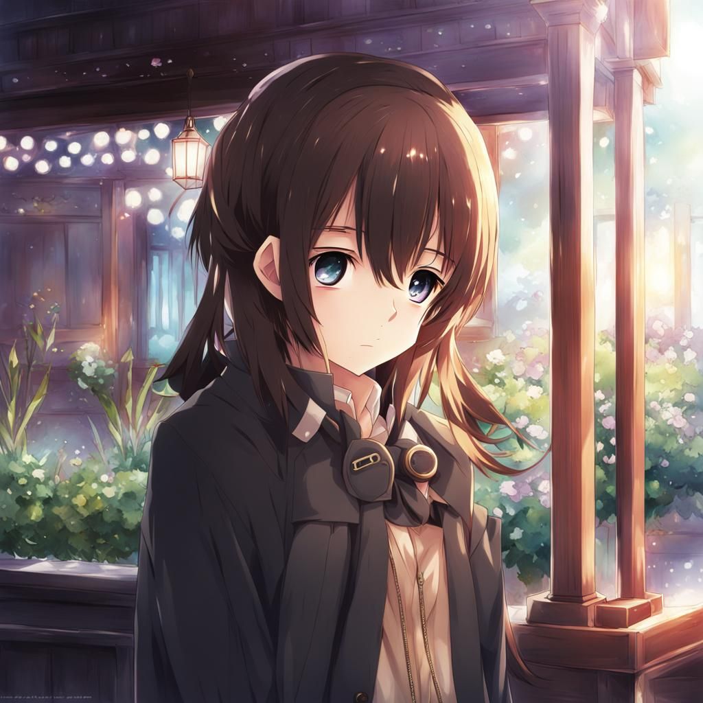 Sad Anime Girl in Manga Style