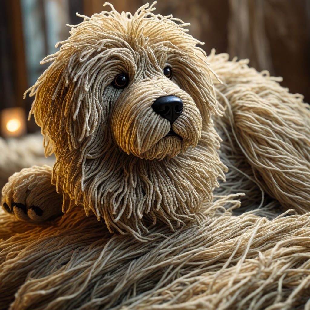 Fluffy String Dog: 3D Macro Photography