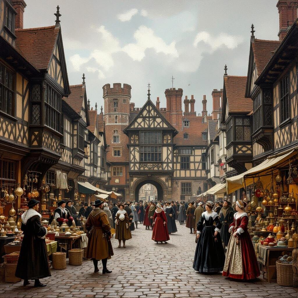Tudor England Marketplace Scene at Hampton Court Palace