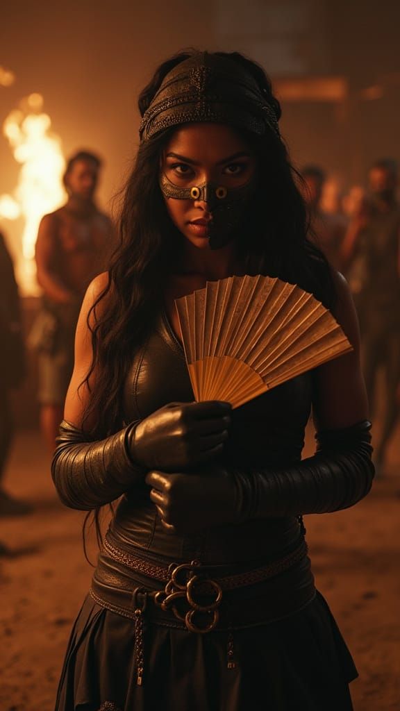 Epic Cinematic Portrait of Kitana in Leather Finery