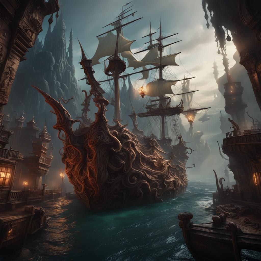 Detailed Kraken in Deep Color Fantasy Art