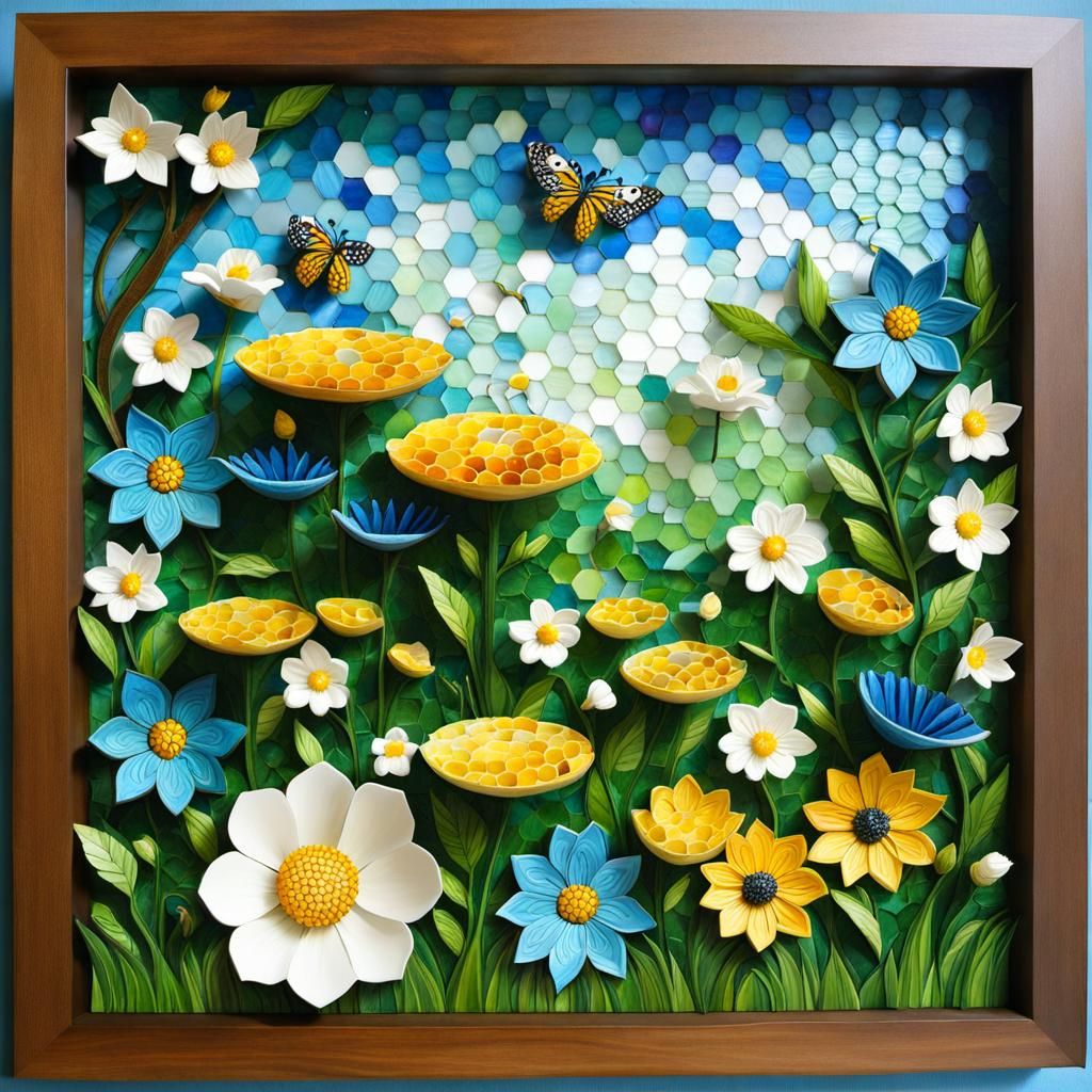 Mosaic Flowers in Expressionist Style