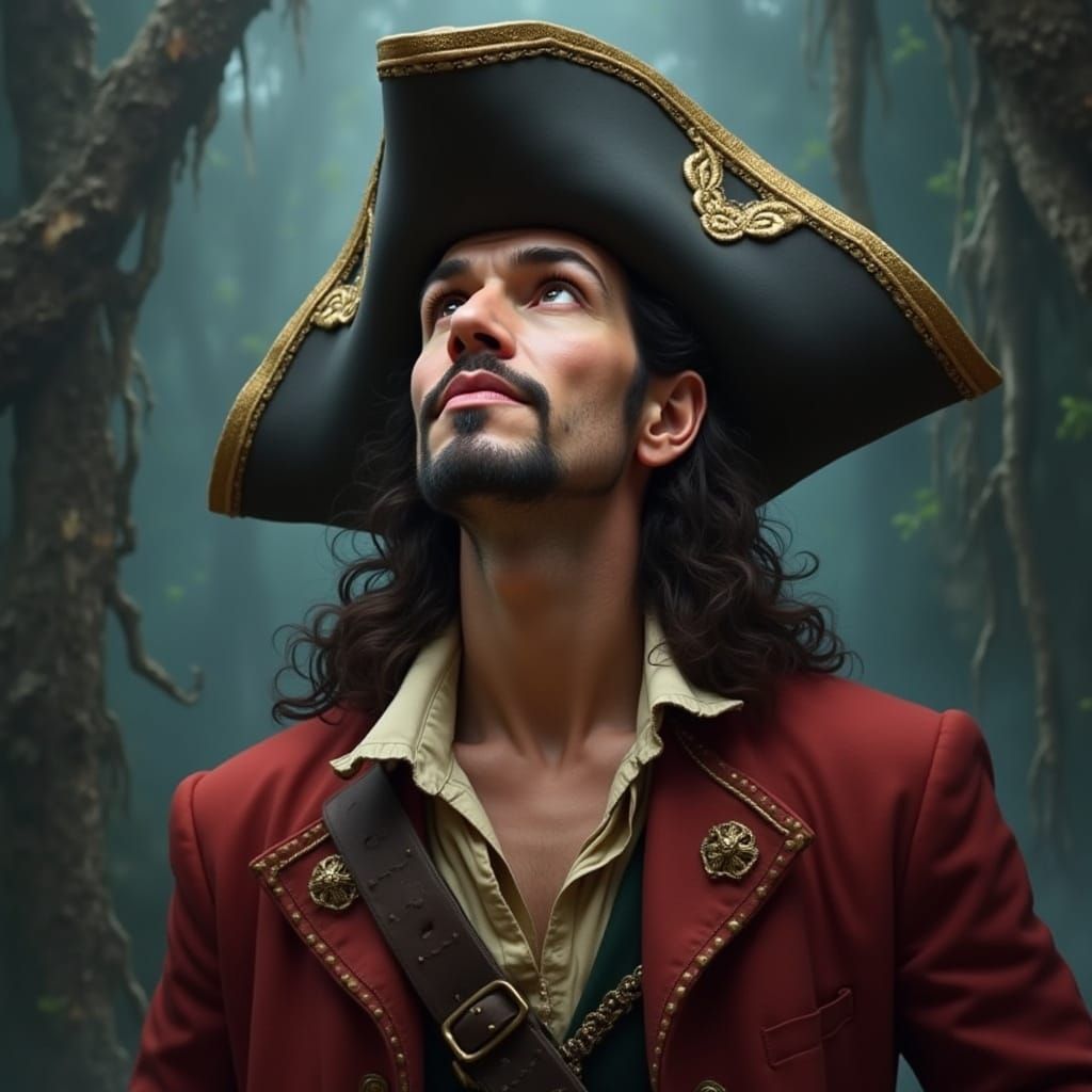 Regal Pirate Captain Hook Contemplates Mysterious Nocturne-I...