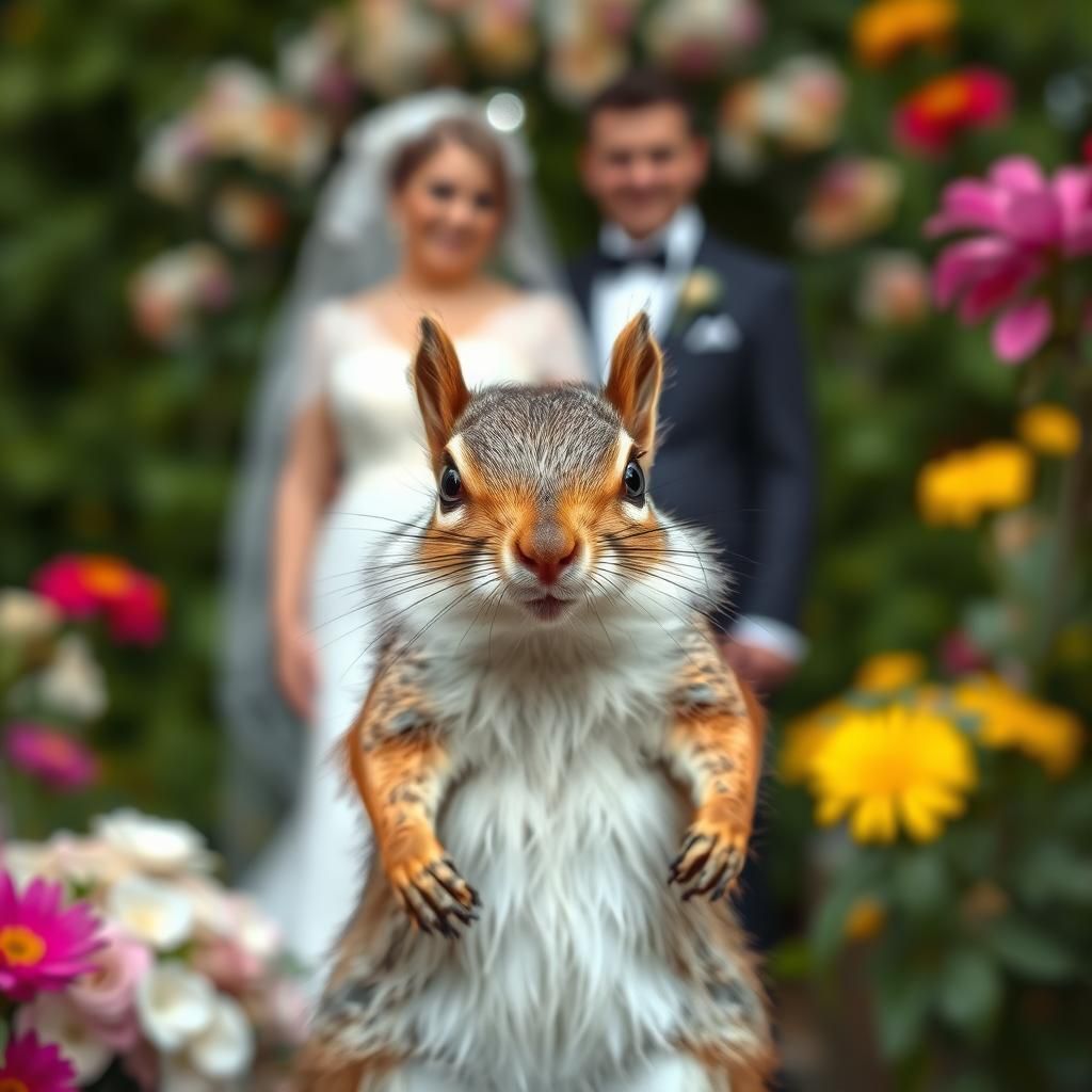 Squirrel Photobombs Wedding in Playful Fine Art Style