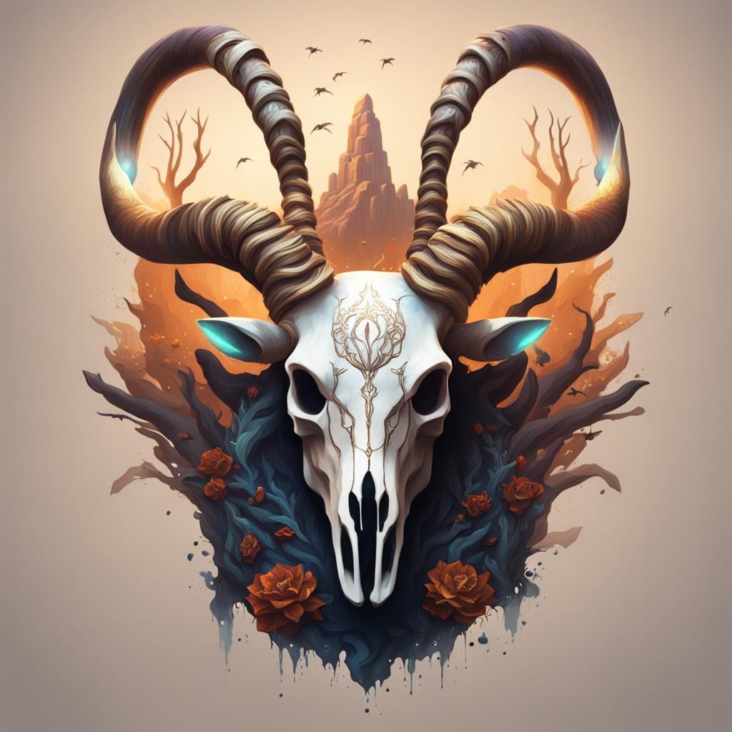 Antelope Skull Spirit in Detailed Matte Painting