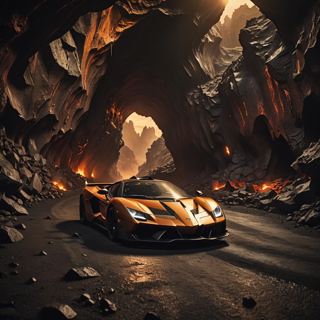 Bat Supercar Races Through Volcanic Cave