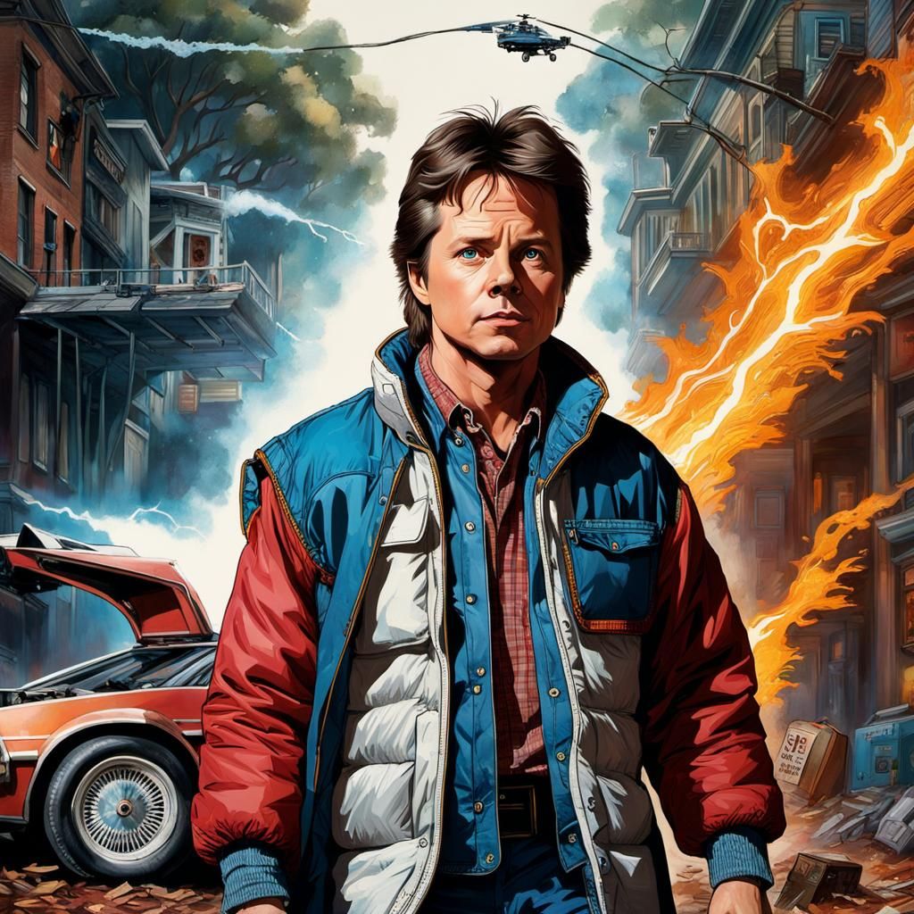 Michael J. Fox as Marty McFly Hyperrealistic Portrait