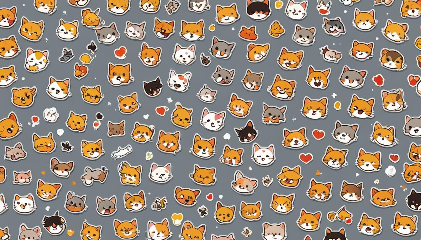 Cat Stickers in Anime Style