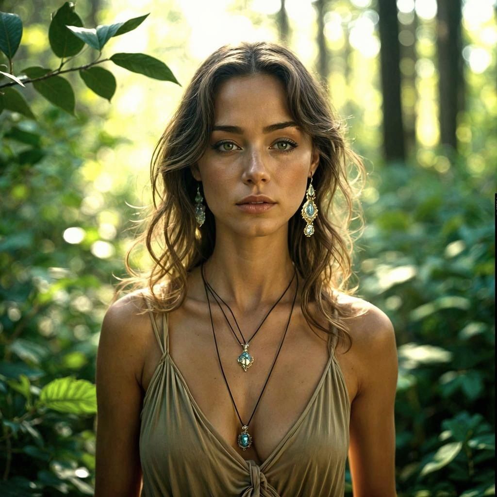 Beautiful Woman in Forest, Cinematic Film Still