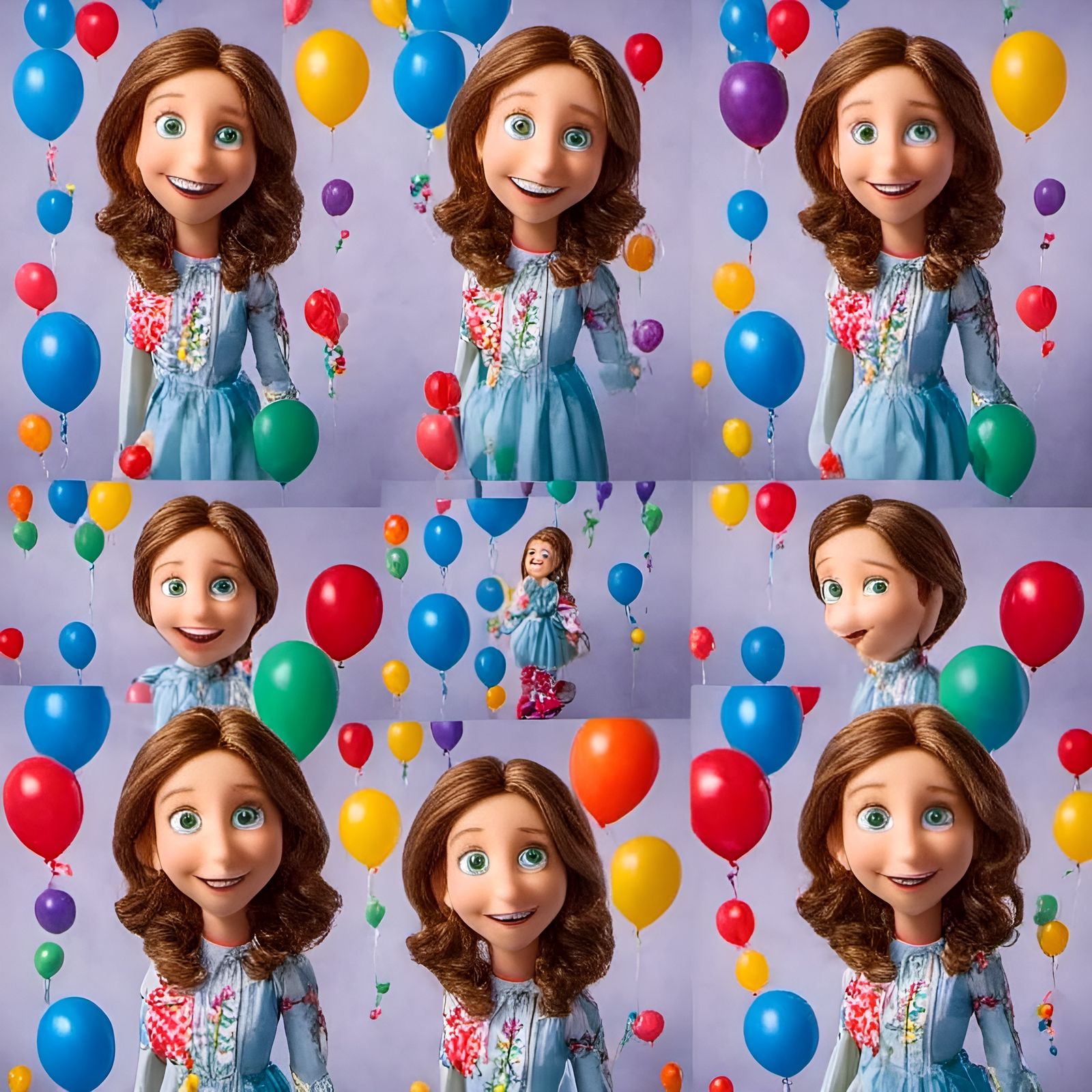 Balloon Girl Mascot in Disney Pixar Style