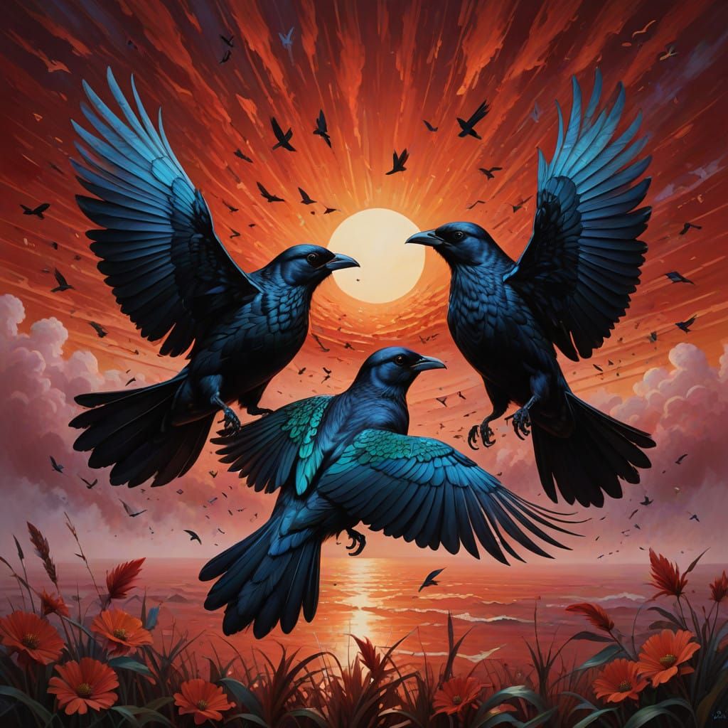 Black Birds Fly in Symmetrical Tandem