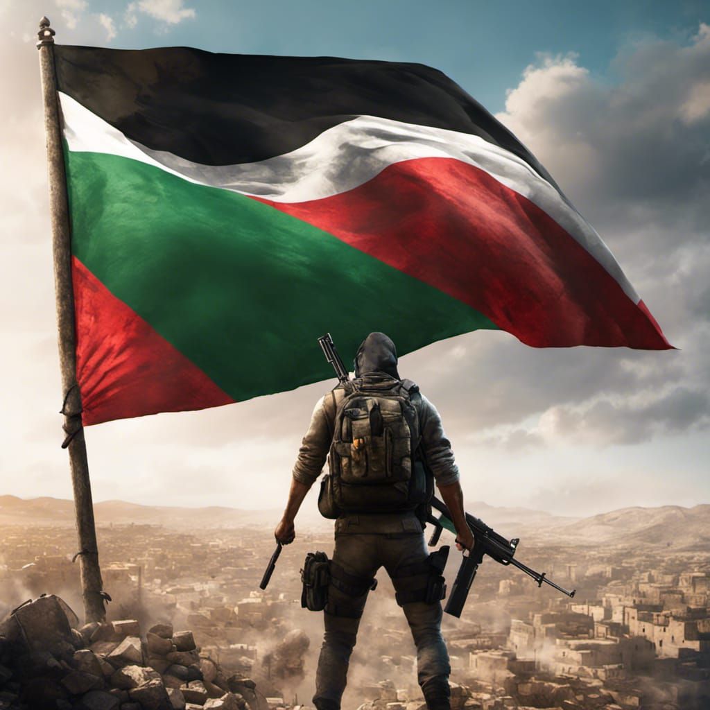 Palestinian Flag in PUBG Game: Detailed Matte Painting