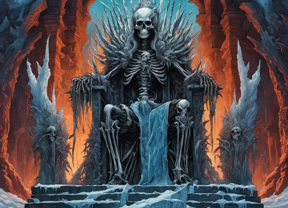 Icy Demonic Skeleton Overlord in D&D Style