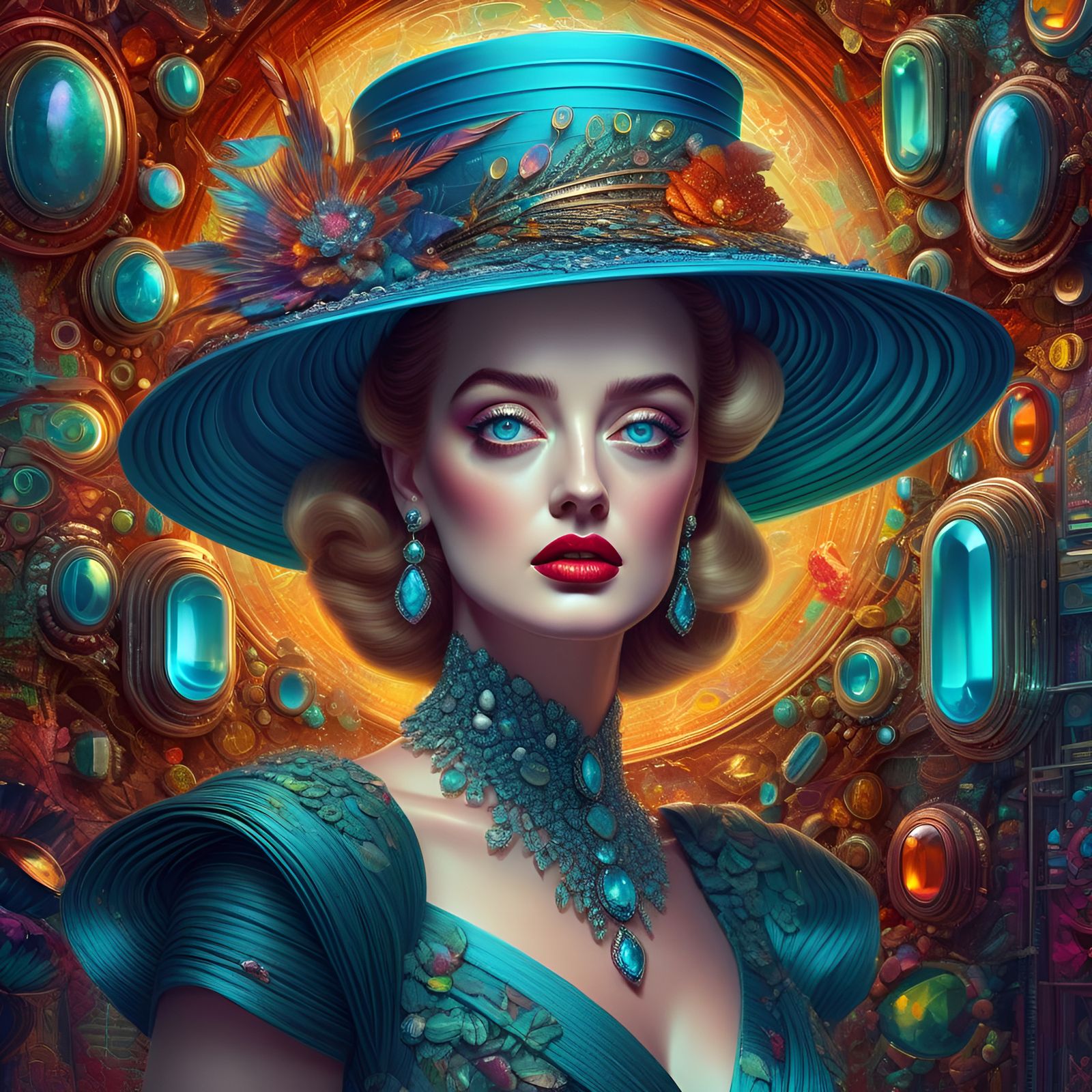 Intriguing Woman with Bette Davis Eyes in Digital Art