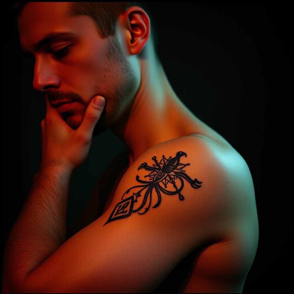 Mysterious Tattoo Portrait in Cinematic Style