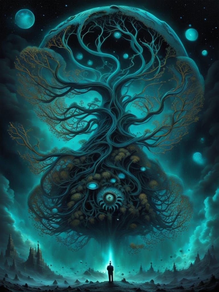 Bioluminescent Giant Squid in Deep Sea Film Still