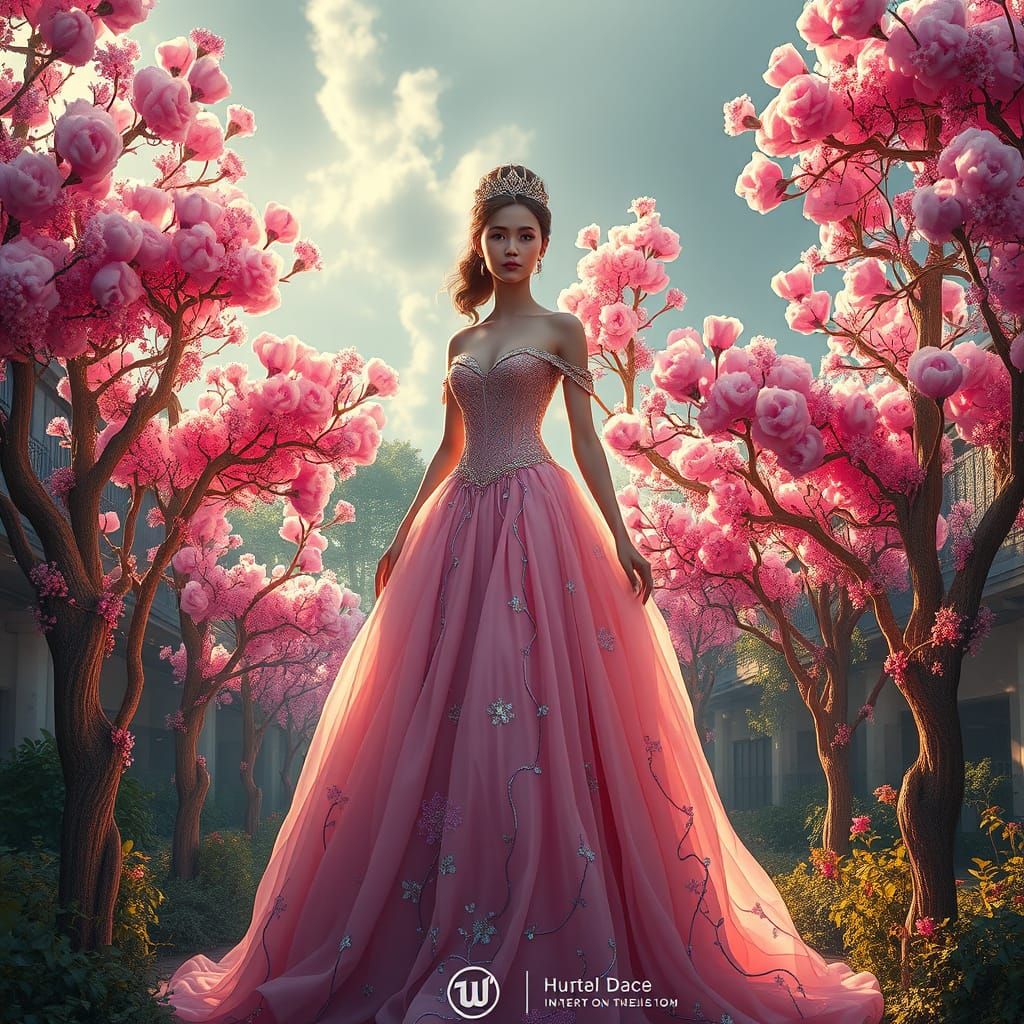 Enchanted Princess Reigns Over Vibrant Oasis