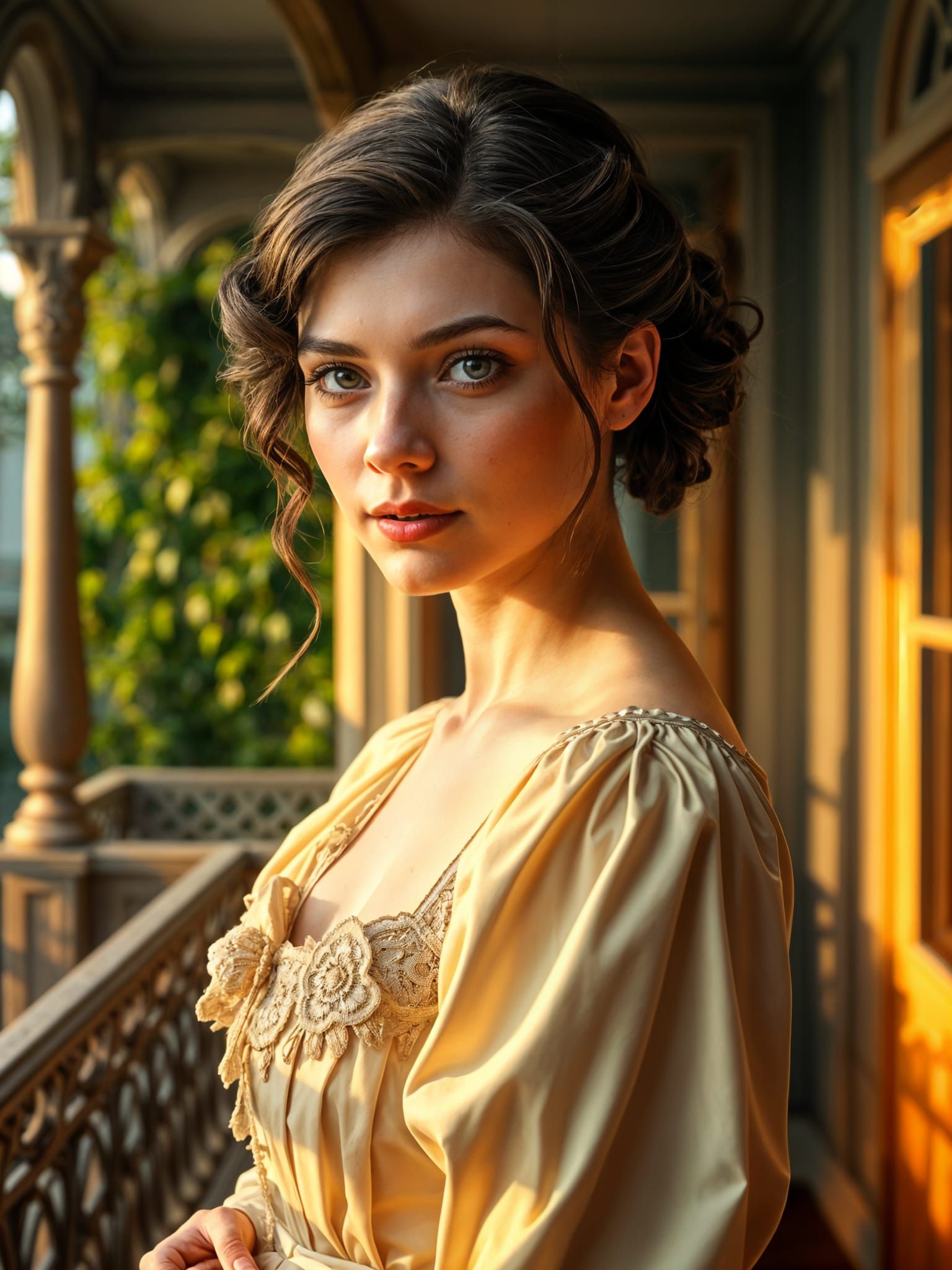 Colonial Lady Portrait in Hyperdetailed Style