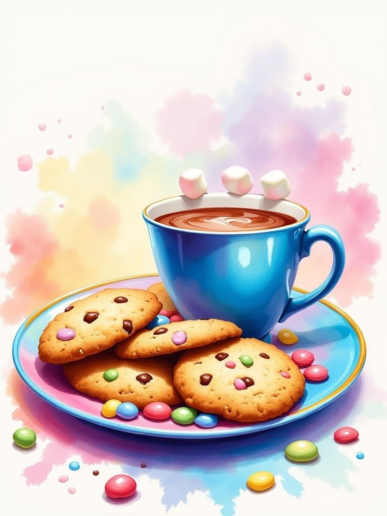Watercolor Cookies & Hot Chocolate with Rainbow Chips