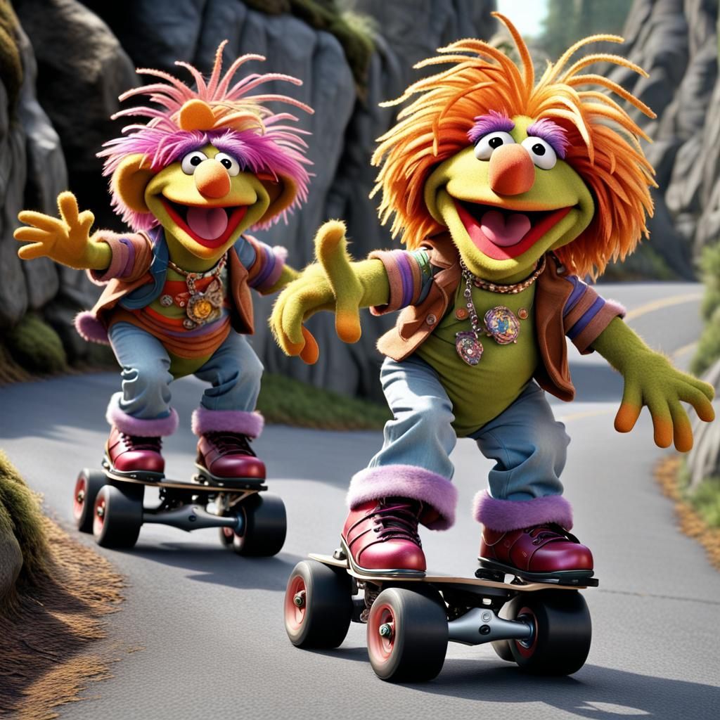 Fraggle Rock Characters on Inline Skates