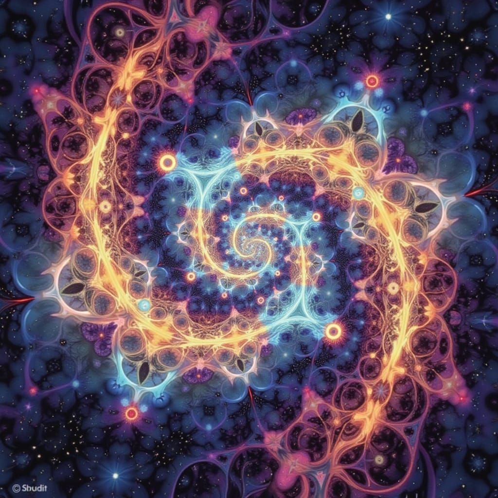 Psychedelic Wormholes on Alien Planet in Digital Art