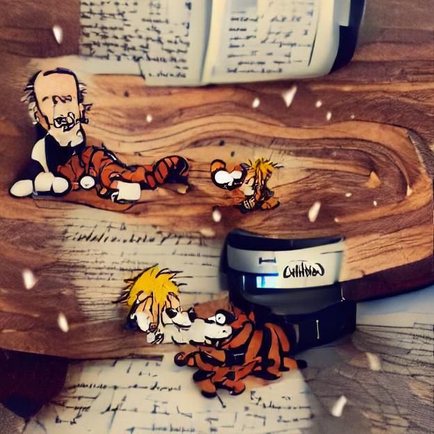 Cat Reading to Tiger in Watercolor Style