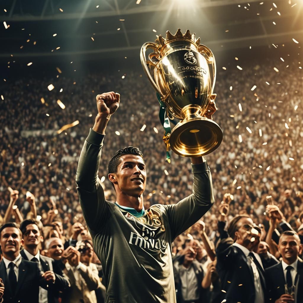 Cristiano Ronaldo Lifts Champions League Trophy