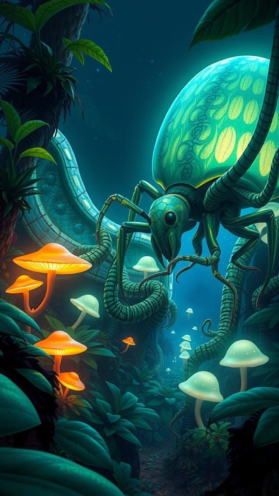 Massive Surreal Insect in Alien Jungle