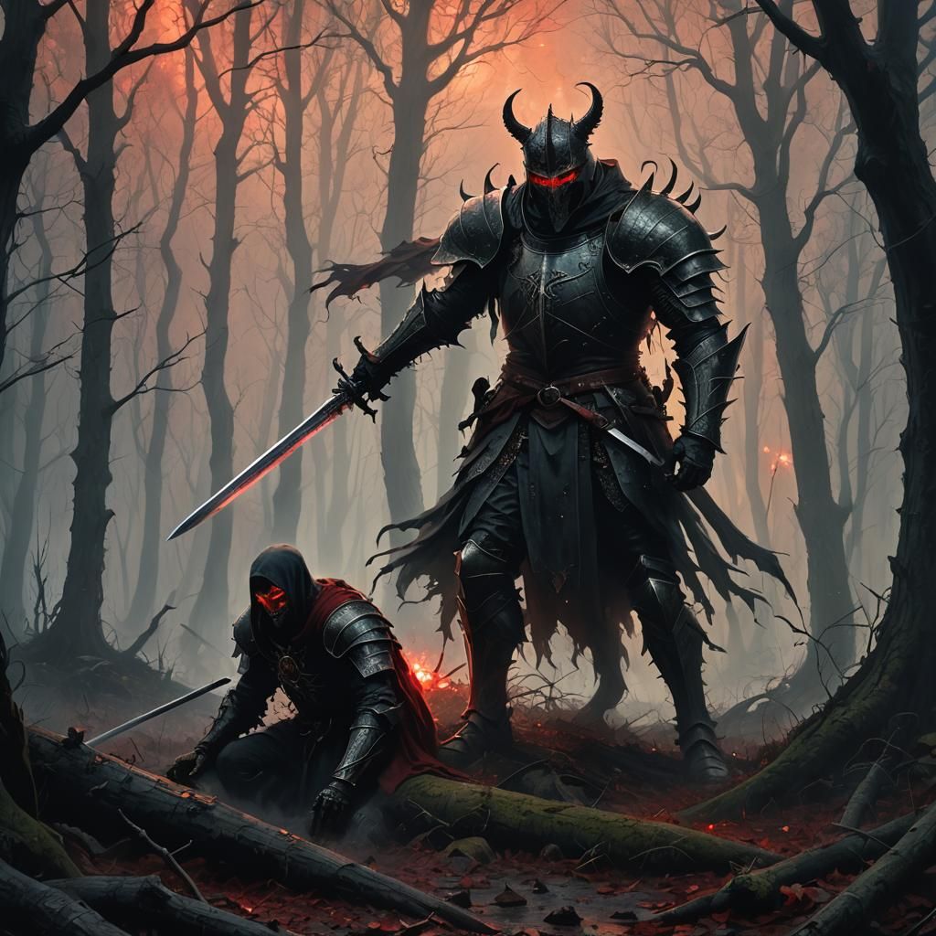 Demonic Creature Grabs Sword in Dark Fantasy Art