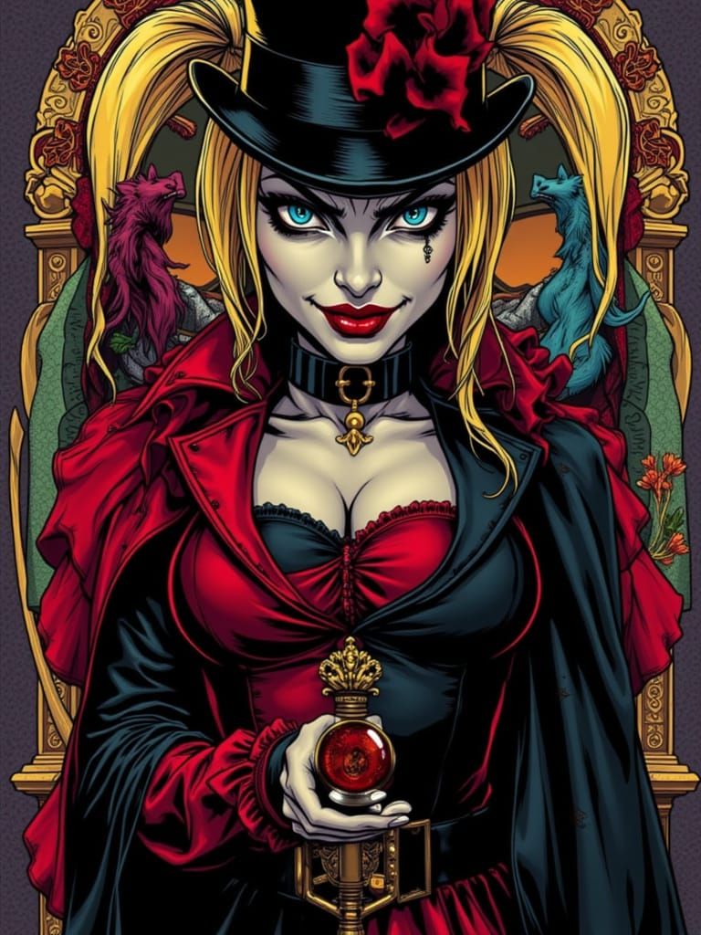 Harley Quinn as Mafia Boss in Graphic Novel Style