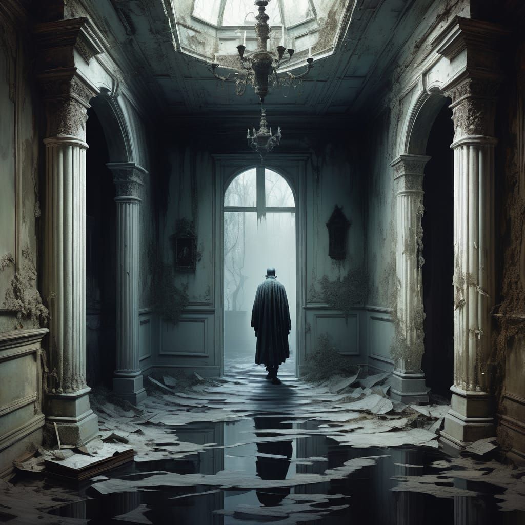 Ethereal Ghostly Figure in Forgotten Mansion Masterpiece