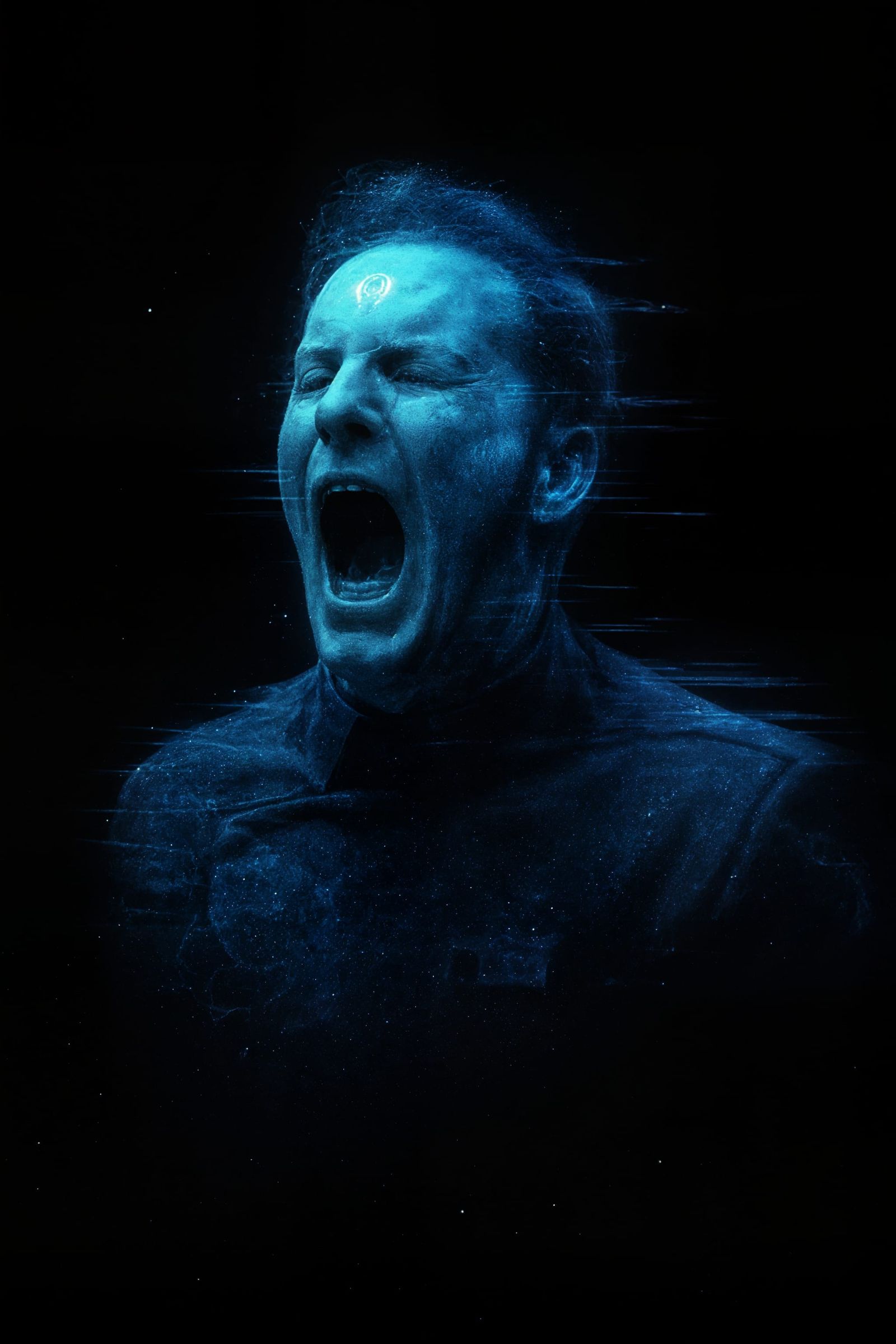 Glitching Hologram Screams in A24 Void Horror Poster