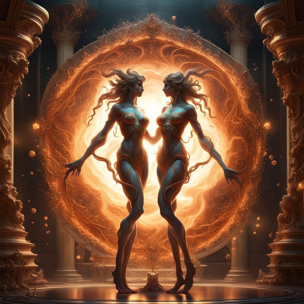 Gemini Dual Soul in Dark Fantasy Concept Art