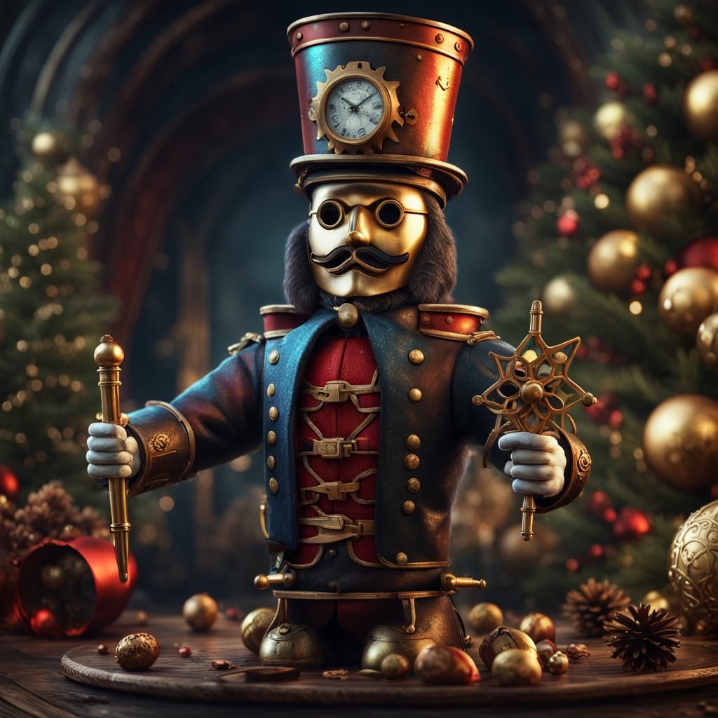 Steampunk Christmas Nutcracker Soldier in Detailed Matte Pai...