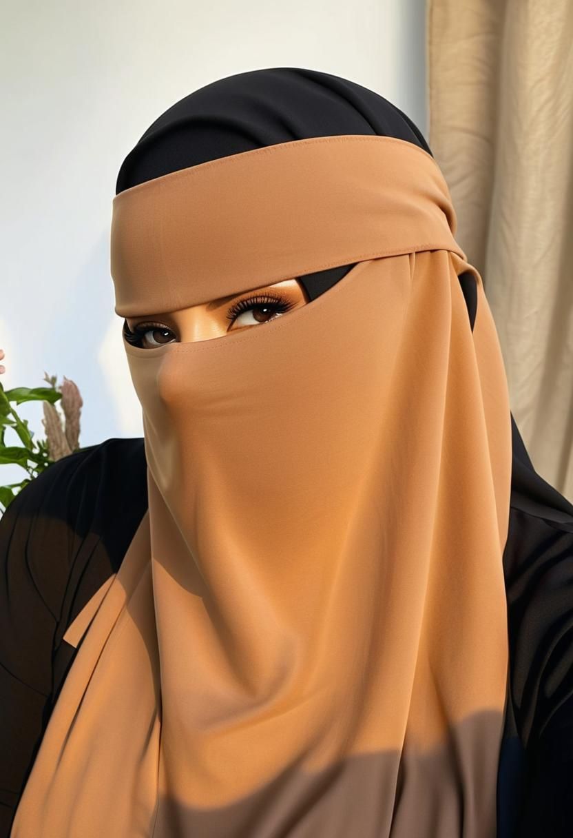 Curvy Niqab Woman Portrait in Garden Setting