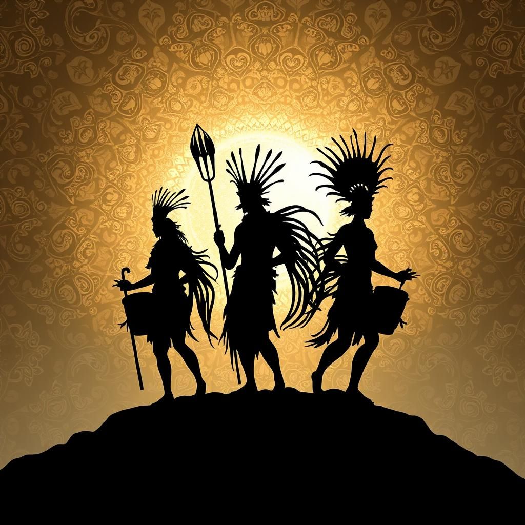 Tribal Silhouettes Dancing to Fractal Rhythms