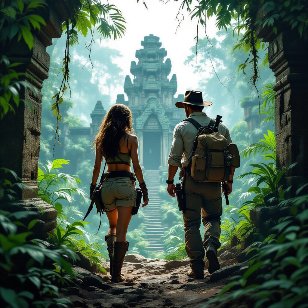Jungle Adventure Scene in Cinematic Style