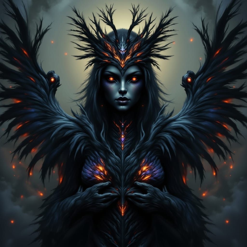 Fae Queen of Crows with Feather Crown