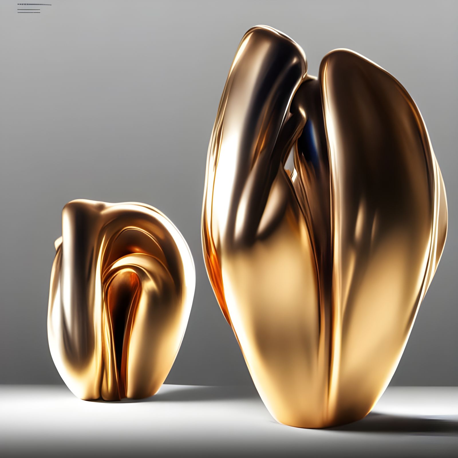 Abstract Sculpture in Gold, Copper and Teal