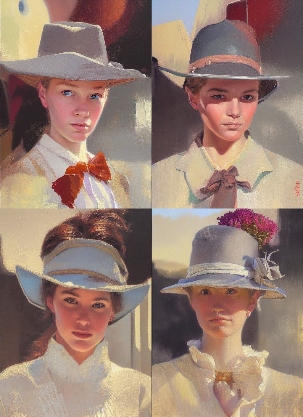 Elegant Portrait of a Young Lady as Oil Painting