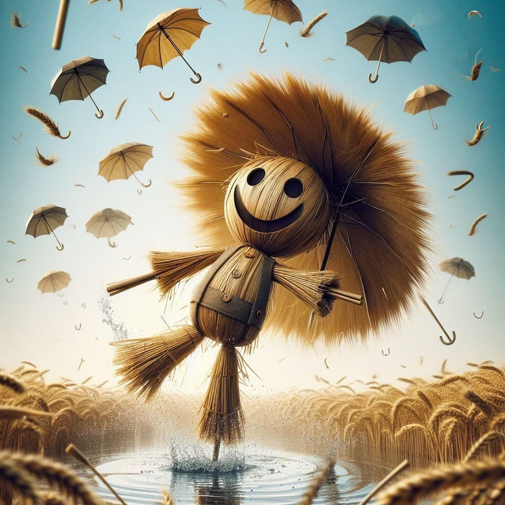 Smiling Straw Scarecrow