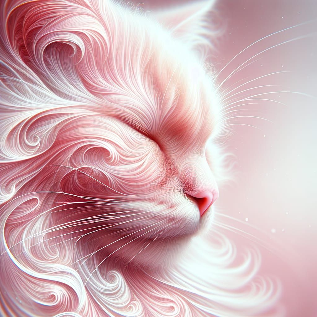 Dreamy Pink Cat Face Close-Up