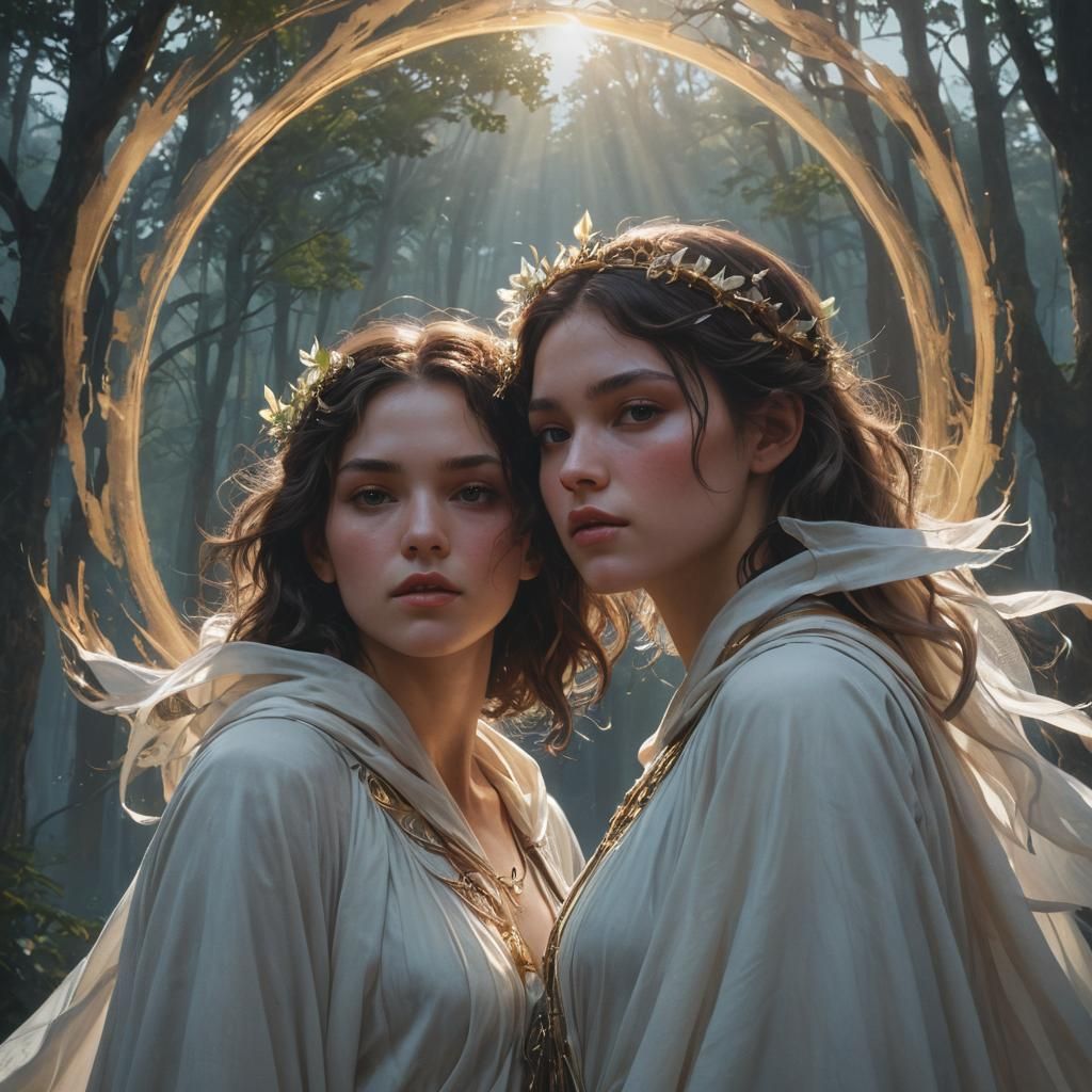 Twins in Light and Shadow: Hyperdetailed Portrait