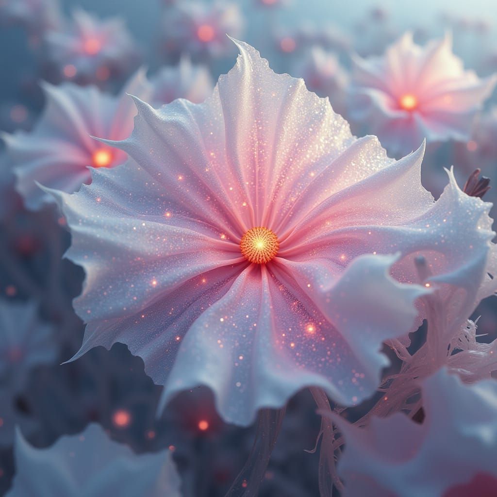 Neuron Flowers with Neurosynapsis in Pastel Shades