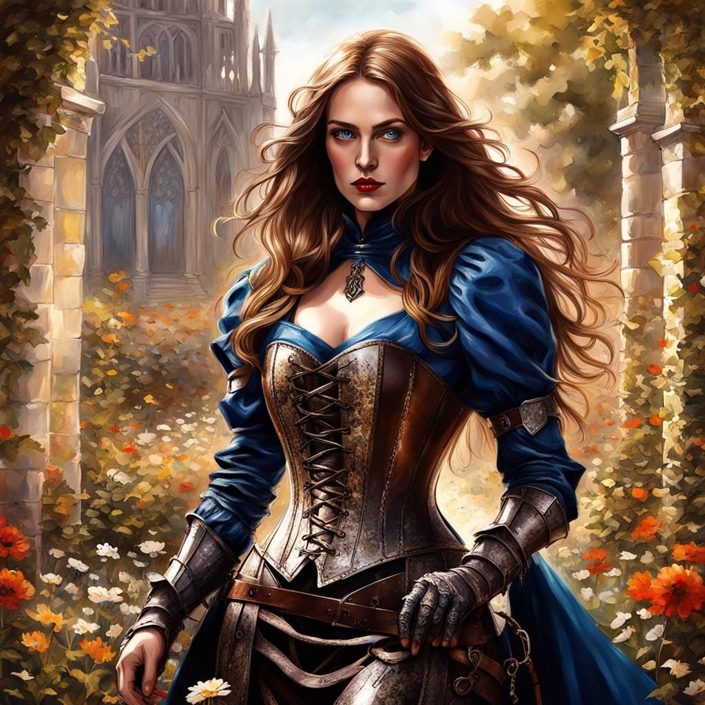 Knight Woman in Secret Flower Garden