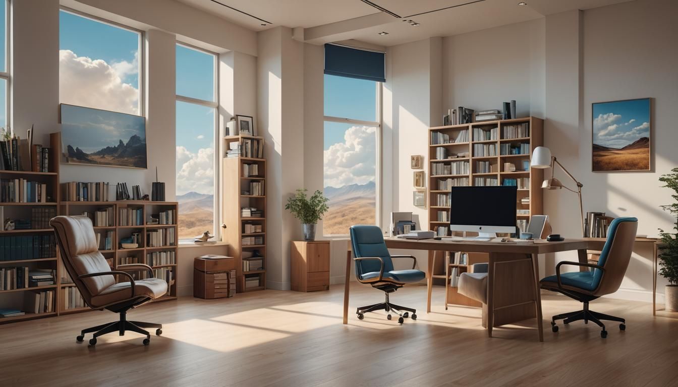 Minimalist Study with Warm Light, Matte Painting
