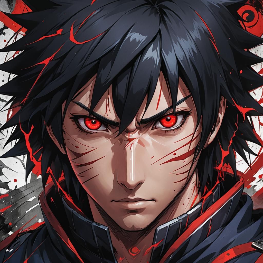 Sasuke Uchiha Sharingan Activation in Comic Book Style