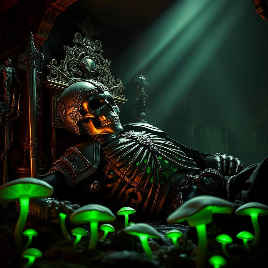 Gothic Knight's Remains in Pagan Altar: Dramatic Scene